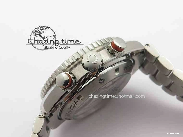 0423 Sophisticated Planet Ocean Master Chronometer Chrono SS OM 1:1 Best Edition Orange On SS Bracelet A 8156